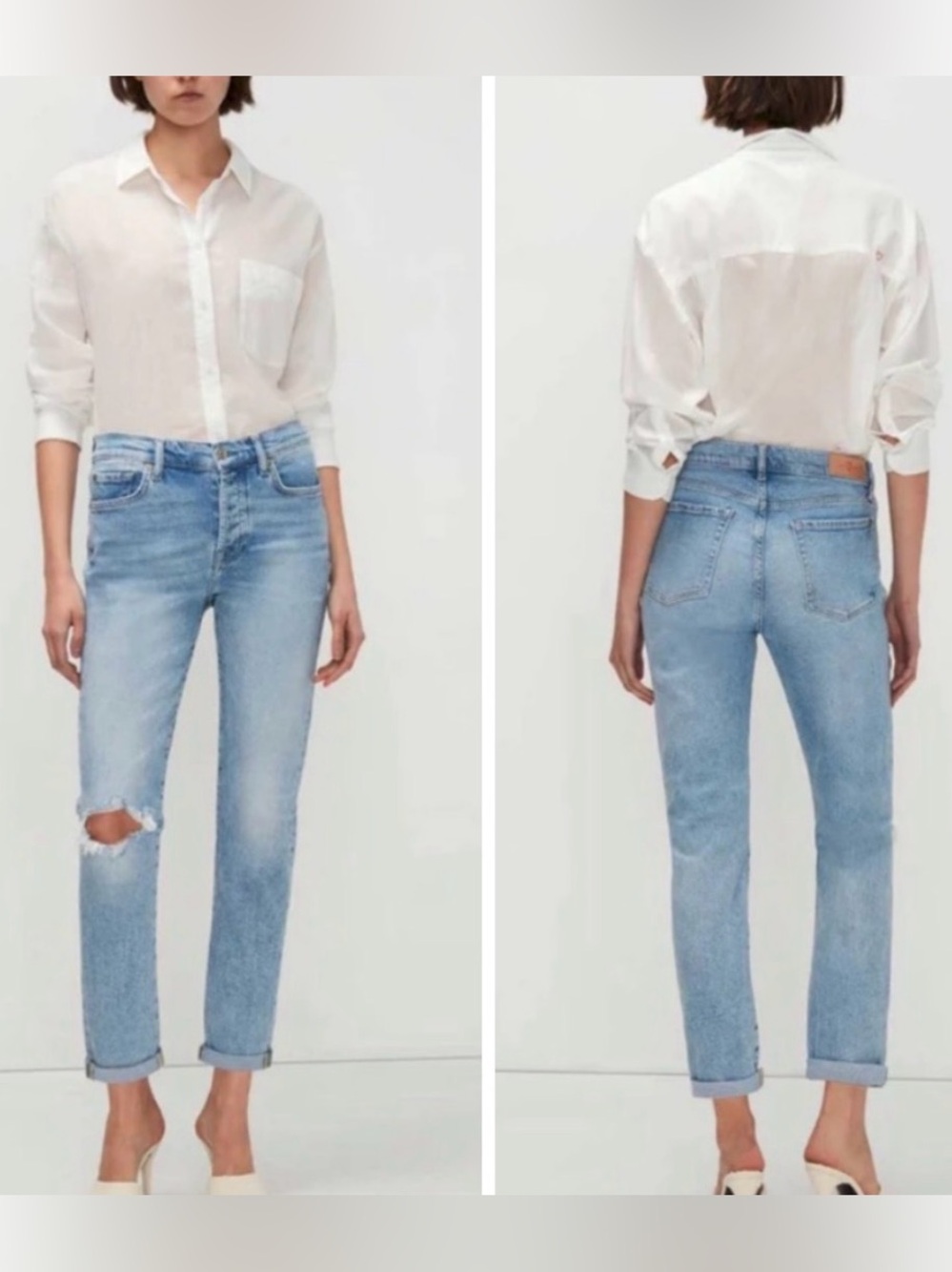 NWOT 7 For All Mankind Luxe Vintage Distressed Ripped Josefina Denim Jeans Sz 24